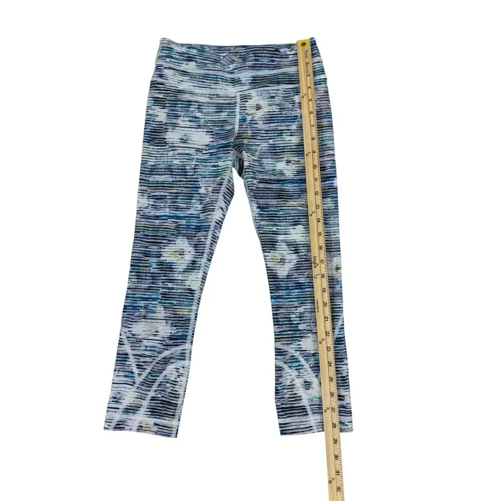 Lululemon Athletic Leggings Size 4 Blue Printed Pattern Moisture Wicking Yoga